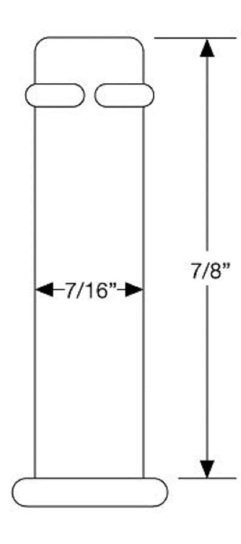 Technical drawing of almond chair casters replacement component showing dimensions of 7/16 inch width and 7/8 inch height.
