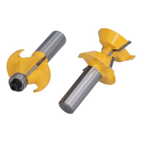 Heavy Duty Tongue Groove Router Bit 1/2 Inch Shank Two Flute Carbide Woodworking Cutter With Heat PTFE Coating on display.