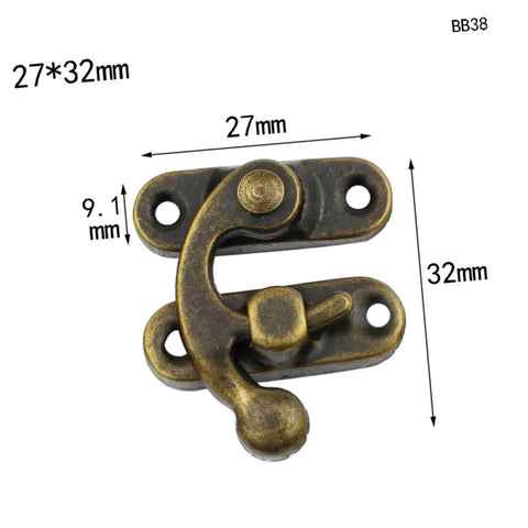Antique brass latch from 30 Piece Wooden Box Buckle Hasp Latch Hardware Kit For Hold Down Clamps And Toggle Latch, size 27x32mm
