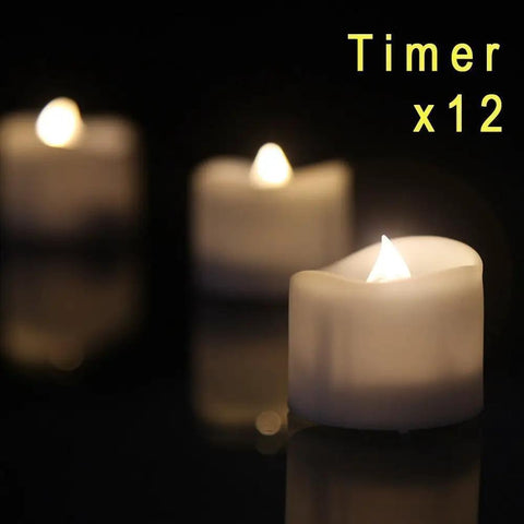 Flameless LED Tea Lights With Timer 6 Hours On 18 Hours Off Warm White 12 Pack Battery Included No Fuss Smoke Free Realistic Flicker