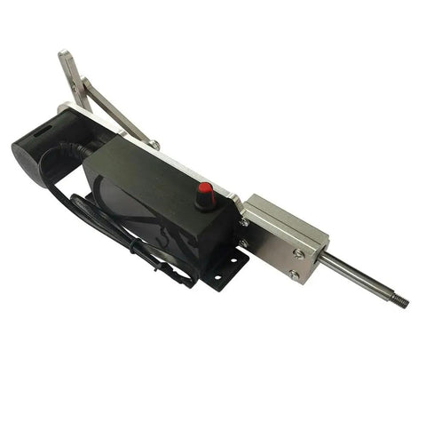 DIY Electric Reciprocating Linear Actuator Telescopic Motor side view with aluminum alloy body and nylon shell, M6 rod visible