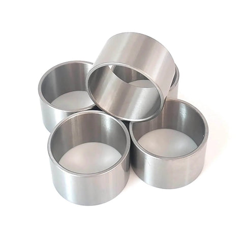 Steel sleeve bearings set of 5 made from quenched GCr15 carbon steel, showing 35mm OD and precision ground finish, ideal for guide applications.