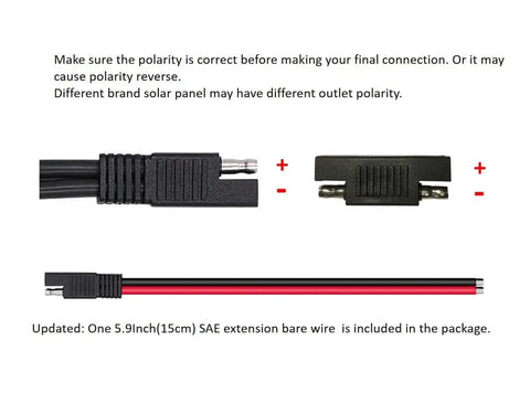 SAE Polarity Reversing Adapter Connectors 3 Pack For Solar Panel Chargers And Maintainers with 5.9-inch SAE extension wire