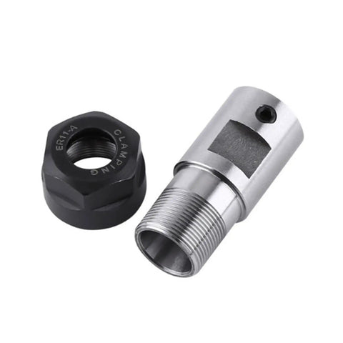 Top Rated ER11 Collet Chuck Shaft Extension Rod For Milling And CNC Machines Ensures Super Stable High Speed Rotation To Curb Vibration And Boost Smooth Finishes On Heavy Load Jobs Like A Champ - metal rod and black nut.