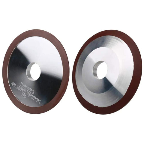Top Shelf 6 Inch Dish Resin Diamond Grinding Facing Wheel For Carbide Circle Saw Blade Sharpening 180 Grit, showing front and back views.