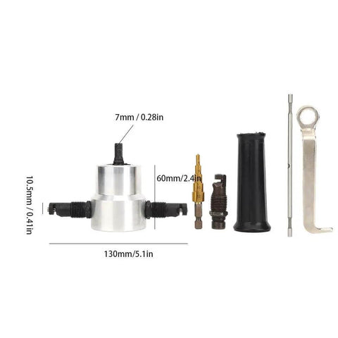 Double Head Metal Nibbler Cutting Kit With Hole Saw Drill Attachment Burr Free Precision For Thin Metal Sheets components
