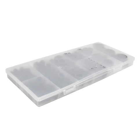 170-Piece Rubber Grommets Kit With Divided Organizer For Auto, Plumbing and PC Builds closed plastic case overview