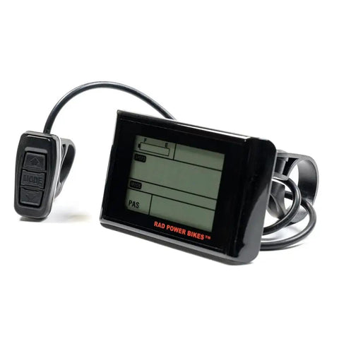 Waterproof LCD Bike Display And Computer For 48V Ebikes With 5 Pin Connector, shown with handlebar mount and control keypad