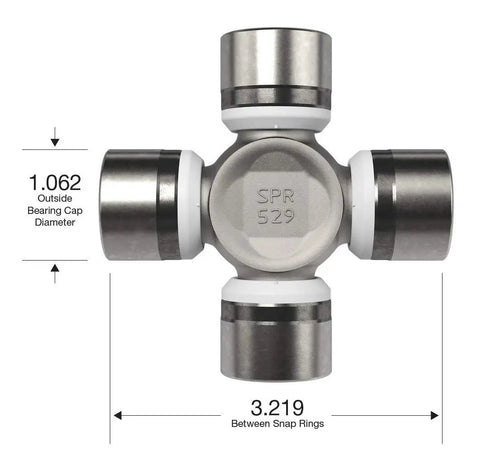 5 1310X U Joint Kit 1310 SPL22 Series OSR Outside Snap Ring Universal Joint measuring 1.062in cap diameter and 3.219in cap to cap.