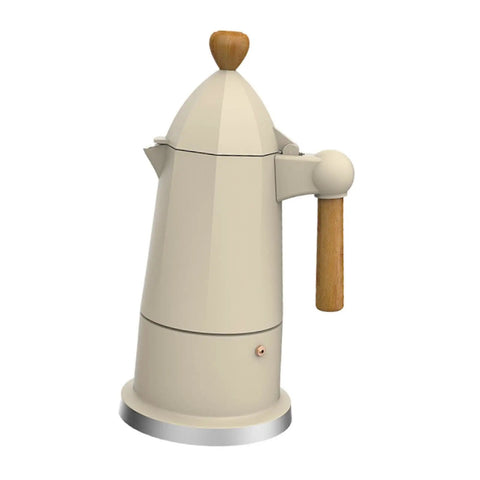 Portable 6 Cup Octagonal Aluminum Espresso Pot for Camping Office Cafe or Restaurant White Coffee Maker Kettle Side View