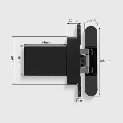 Premium Industrial Heavy Duty Built Tough Hydraulic Self Closing Concealed Door Hinge With Silent Buffer dimensions 68mm x 165mm x 108mm
