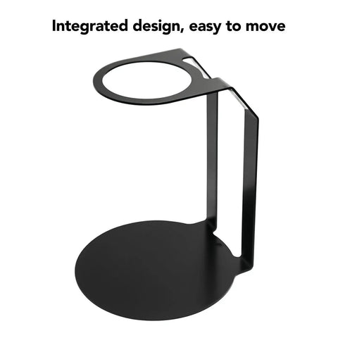 Sleek Black Iron Pour Over Coffee Dripper Rack with rock solid stable base, integrated design, ideal for home or office brewing.