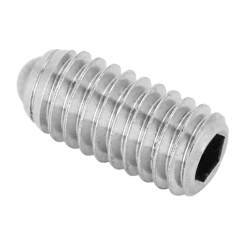Tough As Nails Stainless Steel Spring Ball Plunger Screws 20 Piece Kit M3 X 8mm single fastener close-up with hex socket.