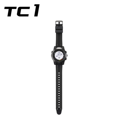 TC1 Dive Computer Wrist Device With Altitude Smart Mode, Loud Audible Alarms, Clear Visual Warnings, rugged black strap.