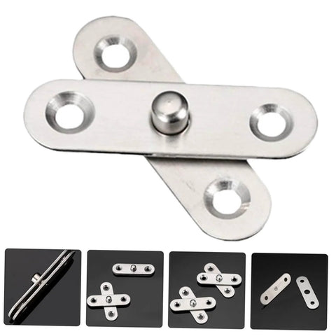 360 Degree Rotatable Hidden Door Pivot Hinges Set in Stainless Steel for Secret Doors and Hidden Installations, shown in parts
