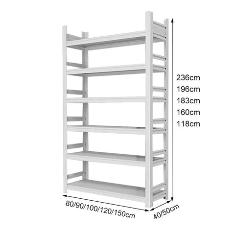 Super Stable Six Tier Garage Shelving Rack Featuring Rock Solid Hella Durable Heavy Duty Construction For Workshop Storage And Decluttering Your Space While Supporting Up To 1980LB Of Tools Daily, shown with dimensions.
