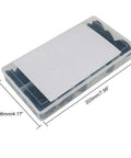 Grommet Firewall Hole Plug Set 170 Pack With 7 Common Sizes Rubber Wire Gasket in transparent plastic case with dimensions shown