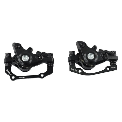 Heavy Duty Mechanical Disc Brake Kit For Mountain Bikes Packed With Bulletproof Wire Control Front Rear 160 Mm Rotors And Alloy Calipers side view of calipers