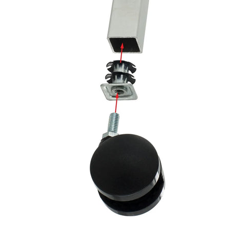 Double Star Threaded Caster Insert In Heat Treated Steel For One And One Quarter Inch Square Tubing Fits Sixteen To Eighteen Gauge Three Eighths Inch By Sixteen Threads Per Inch Flush Mount For Secure Installation Pack Of Four