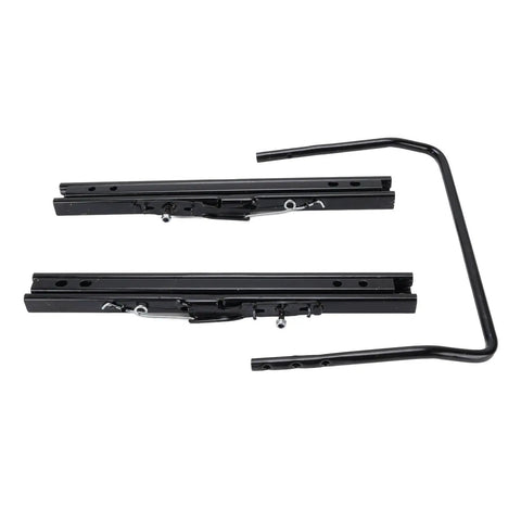 Universal Seat Sliders With Dual Lock Design For Bottom Or Side Mounted Seats, heavy duty steel track system, black finish