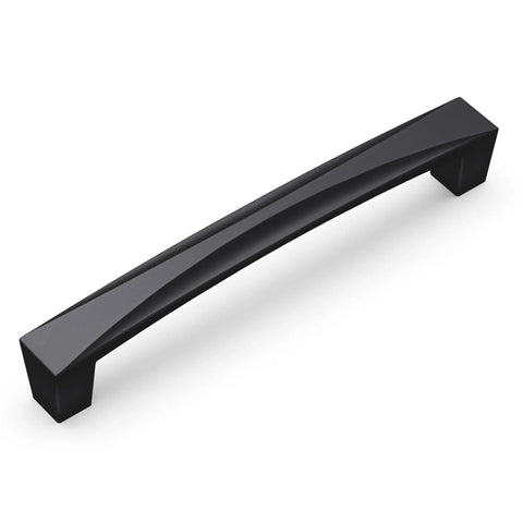 5-1/16 Inch Center To Center Cabinet Pull In Matte Black Finish Modern Arc Handle With Bold Dope Look And Easy Installation With Hardware Included Today, side view
