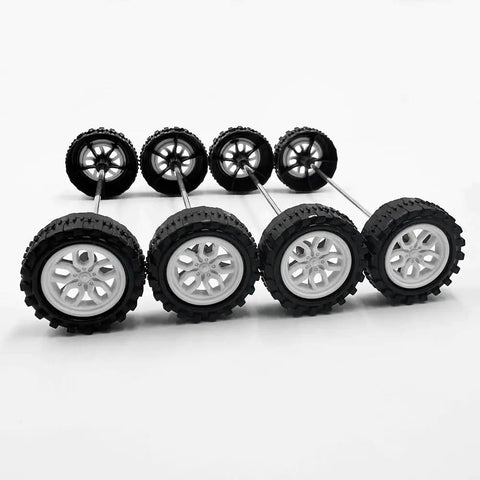 DIY Model Toy Car Wheel Set With 30 Plastic Wheels And 15 Metal Axles, 2mm Diameter Shafts, 31mm Wheels, 11mm Thick, Ideal For RC Cars