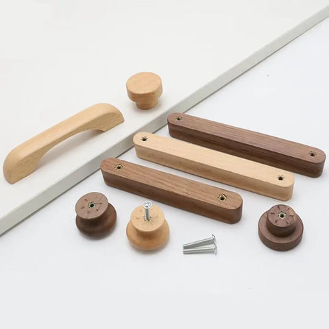 Kickin Style With These Super Snug Modern Walnut Drawer Pulls 10 Pack Real Deal Solid Wood Cabinet Grips Durable Unique Grain Kitchen Handles group of wooden handles and knobs set