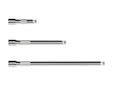 Three Eighths Inch Drive Wobble Extension Set With Three Six And Ten Inch Extensions For Angled Or Straight Use Double Taper Drive Tang