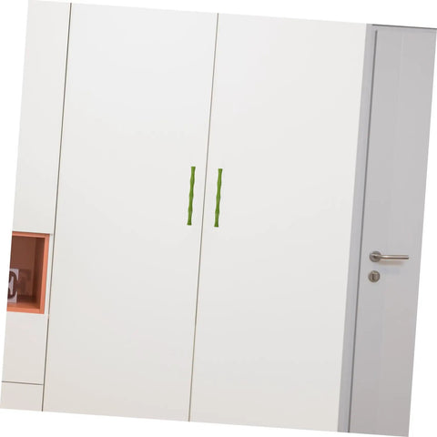 Zinc Alloy Cabinet Pulls Set 2 Pack, Sleek Cupboard Handles For Dresser on white wardrobe
