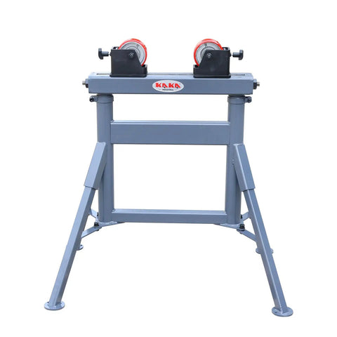 Rock Solid Heavy Duty Adjustable Pipe Roller Stand Built Tough For Welding Fabrication And Fit Up Projects Handling Up To 1100 Lbs Like A Champ with smooth wheels.