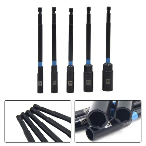 Tough As Nails Hex Socket Wrench Set With 150 Mm Extension Bar For Electric Drills Metric Nut Drivers 6 8 10 12 14 Mm chrome vanadium steel hex nut drivers.