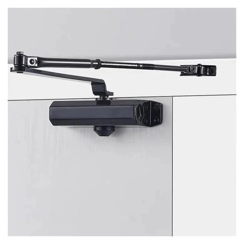 Heavy Duty Hydraulic Door Closer With Adjustable Speed For A Smooth Quiet Soft Close 25 Kg To 80 Kg Capacity installed on door