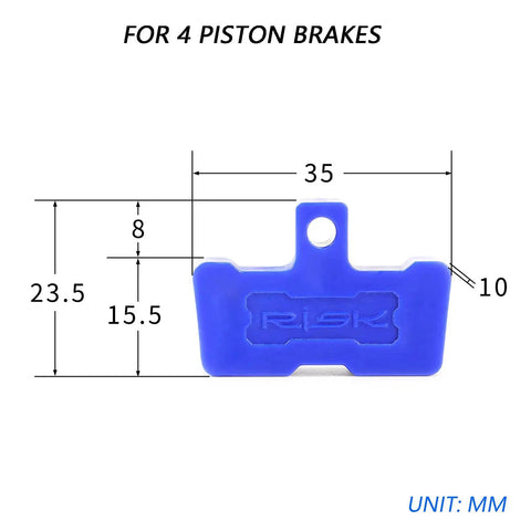 Blue plastic component dimensions for Six Piece Hydraulic Disc Brake Pad Spacer Set With Pro Grade Bleed Blocks For Shimano Avid