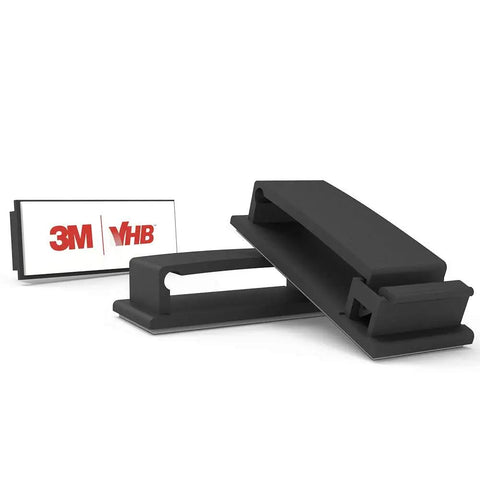 Strong Self Adhesive Cable Clips 20 Pack for Cable Management Black shown with 3M VHB sticky mounts