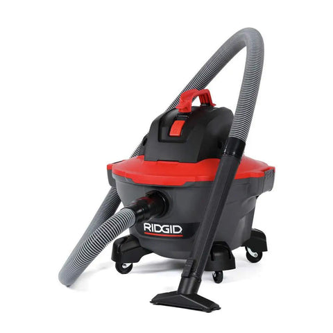 6 Gallon Wet Dry Shop Vacuum With Casters 4.25 Peak HP Motor Quiet Scroll Noise Reduction Pro Locking Hose