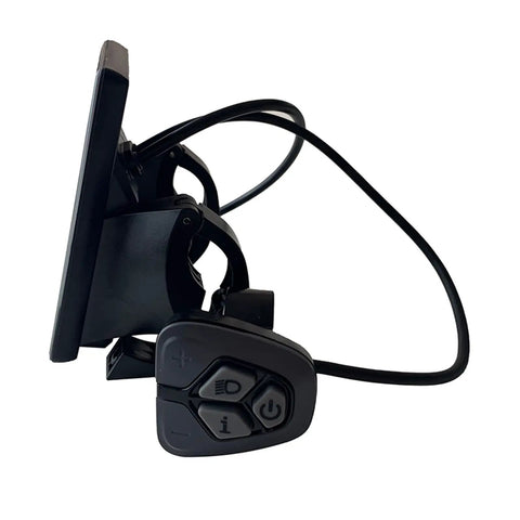 Side view of black Ride-Ready Ebike LCD Display Meter KD718 Waterproof Bike Computer for 36V 48V E-Bike, showing buttons