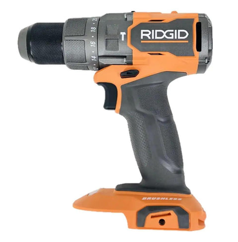 Beast Mode 18V Brushless Cordless Hammer Drill Driver Featuring Half Inch Metal Ratcheting Chuck And 800 Inch Pounds Of Knockout Torque Plus Variable Speed Control To Crush Every Demanding Project With Ease Tool Only side view with textured grip.