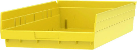 Yellow plastic nesting shelf bin for 24 x 11 x 4 inch storage, part of the Plastic Nesting Shelf Bins Set 24 Inch By 11 Inch By 4 Inch Yellow 6 Pack