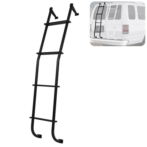 Rugged Lightweight Aluminum Ladder Rack For Ford E Series Vans And Chevy GMC Vans With Black Ladder Hook Durable Roof Carrier Weatherproof Finish Easy Install Beefy Strength Construction, black van ladder rack
