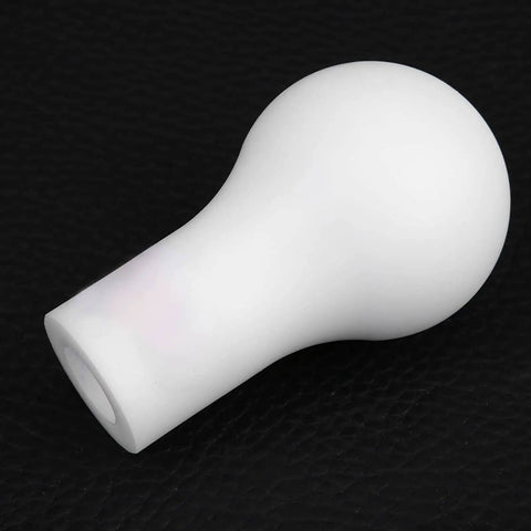 White 5 Speed Gear Knob Shifter for Lancer V3 and Evo Upgrade, shown on a textured black surface, emphasizes auto-grade material.