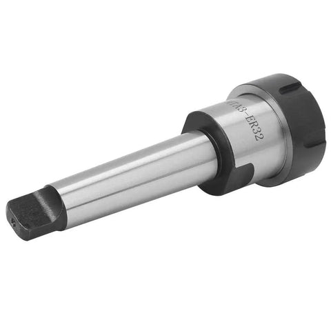 MT3 Taper Collet Chuck Holder For CNC Milling Lathe, Carbon Steel Build, MTA3 ER32 Compatible, M12 Shank shown