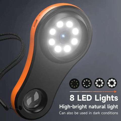 Handheld Digital Microscope With 2-In IPS Color Screen Portable Macro Magnifier For Curious Kids Built-In 8 LED Lights USB Compatible With PC And Mac Stores 200 Photos SD Expandable Fixed And Ultra Macro Focus, 8 LED lights visible