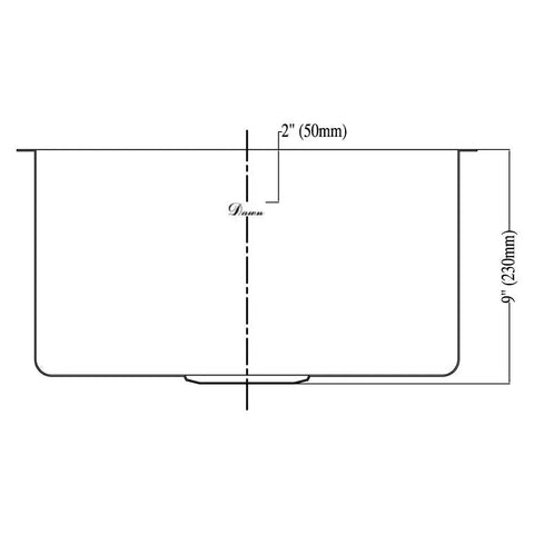 Side view diagram of Undermount Single Bowl Bar Sink in Polished Satin 18-Gauge 304 Stainless Steel With Sound Dampening Padding Inside.