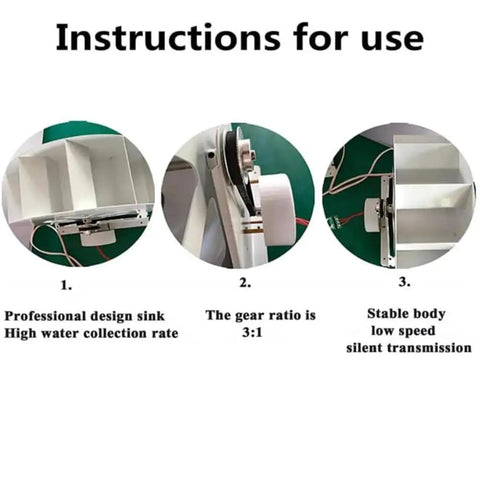 Instructions for use with diagrams of 50W Micro Hydroelectric Generator Water Turbine Portable Mini Hydro Power Station details.