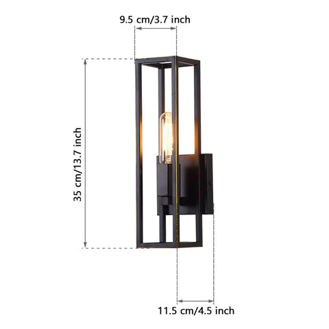 Dang Stylish Vintage Industrial Wall Sconce Lights With Solid Iron Frame Hella Bright LED Wall Lamp, 35cm tall, 9.5cm wide.