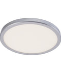 Geos 10 Inch LED Round Low Profile Flush Mount Ceiling Light 3000K Warm White Titanium Finish With Edge Lit Frosted Diffuser