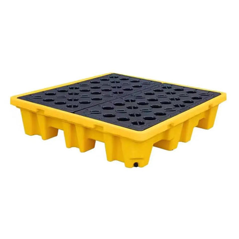 Modular Spill Containment Pallet With Drain And Anti Leak Tray For Safe Liquid Storage Heavy Duty Polyethylene Platform Reusable Drip Pan