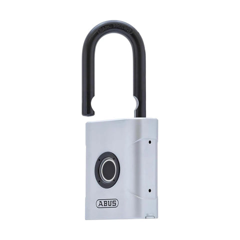 Smart Fingerprint Lock For Home And Office With 360 Degree Recognition, 20 Embedded Prints, sleek silver finish, black shackle