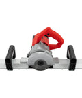 Front view of Pro Grade 1200W Electric Tile Bevel Cutter with 45 Degree Chamfering, showing red handle and aluminum base plate.
