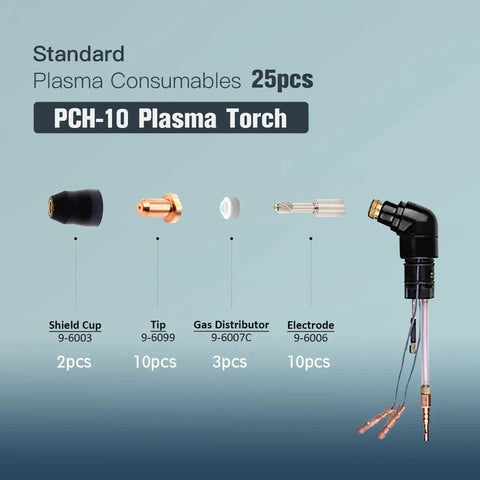 Pro Grade Plasma Cutting Consumables Kit For Thermal Dynamics PCH-10 Torch 25 Pieces Including Electrodes Nozzles Shield Cups